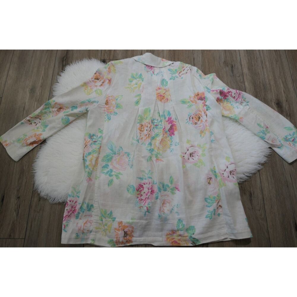 J. JILL Womens Large Floral Button Down Linen Blend Jacket-Shirt - Picture 11 of 13